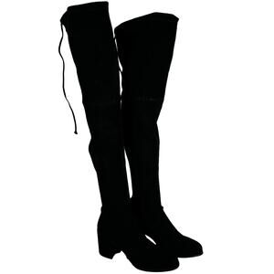 Stuart Weitzman NWOB Daphne Over The Knee Boot Black Suede Size 7B Block Heel